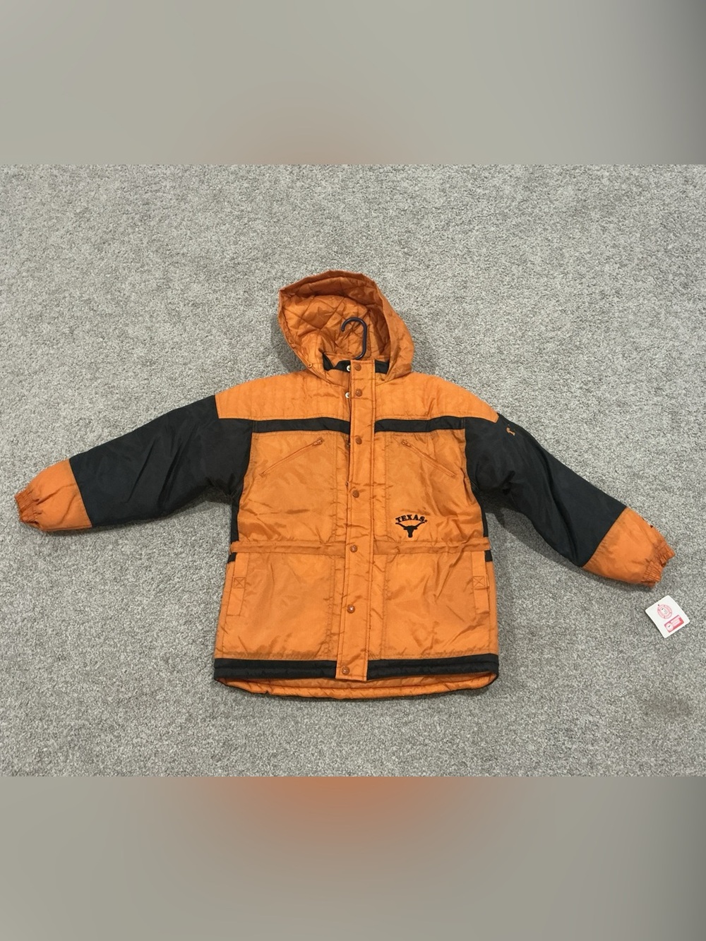 Vintage NWT Mighty Mac Texas Long Horn Pull Puffer Jacket Orange Size Youth L